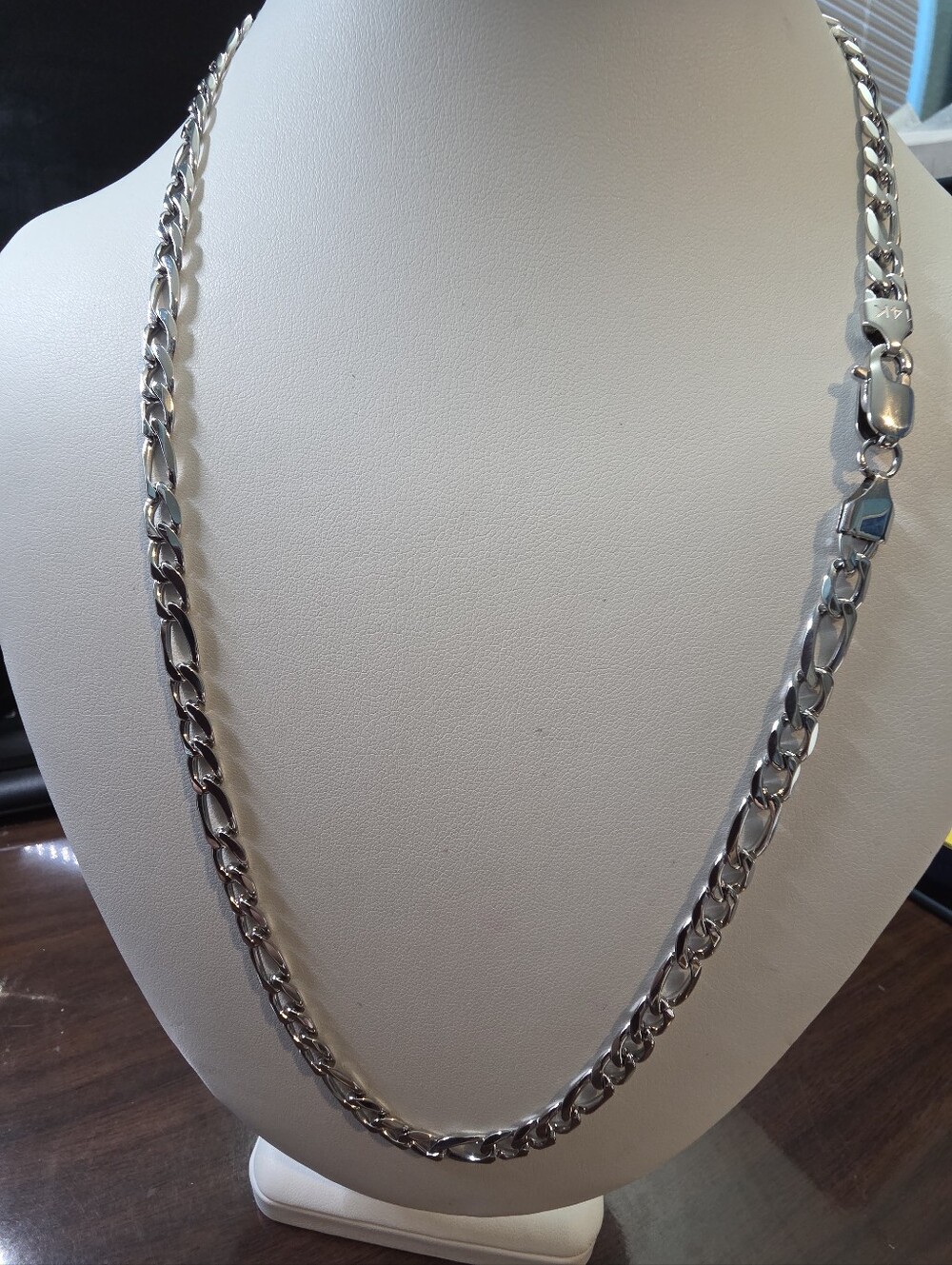 True Jewels 14K White Gold Filled Figaro Chain 23.5" 5mm 50.5g